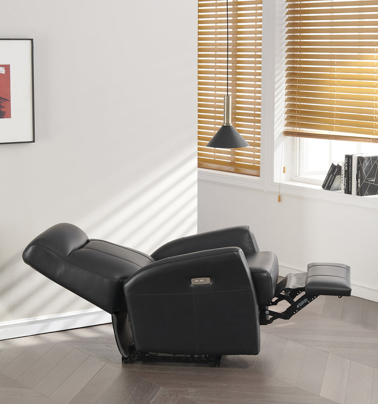 Veneta Black Leather Power Reclining Chair - MJM Furniture
