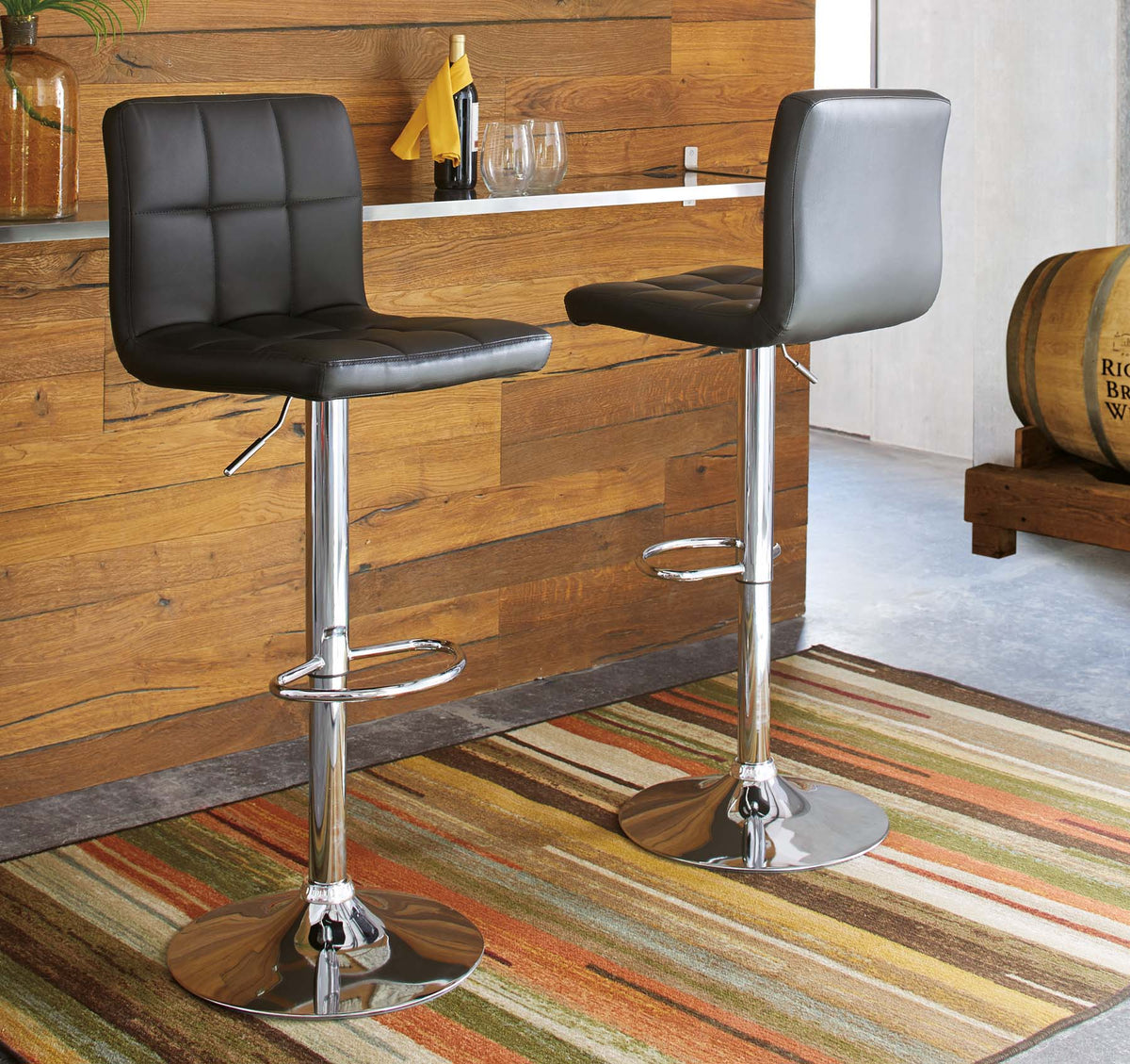 Bellatier Black Adjustable Swivel Barstool - MJM Furniture