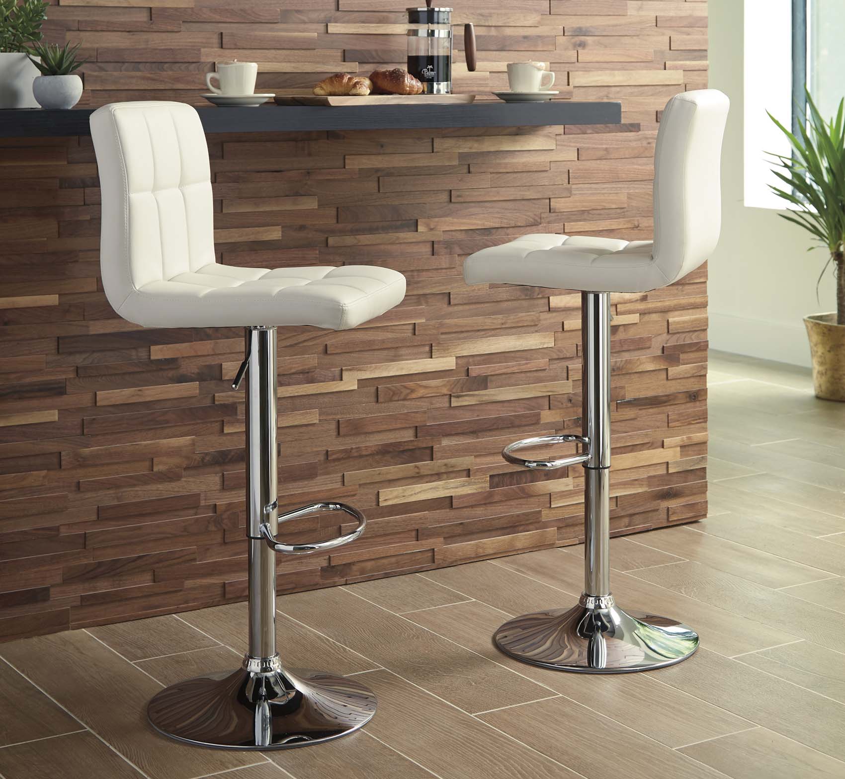 Bellatier White Adjustable Swivel Barstool - MJM Furniture