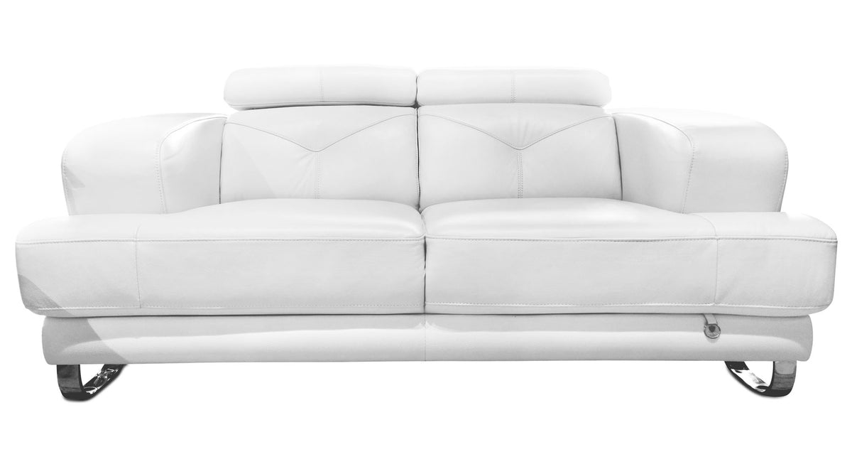 Broadway White Leather Loveseat - MJM Furniture