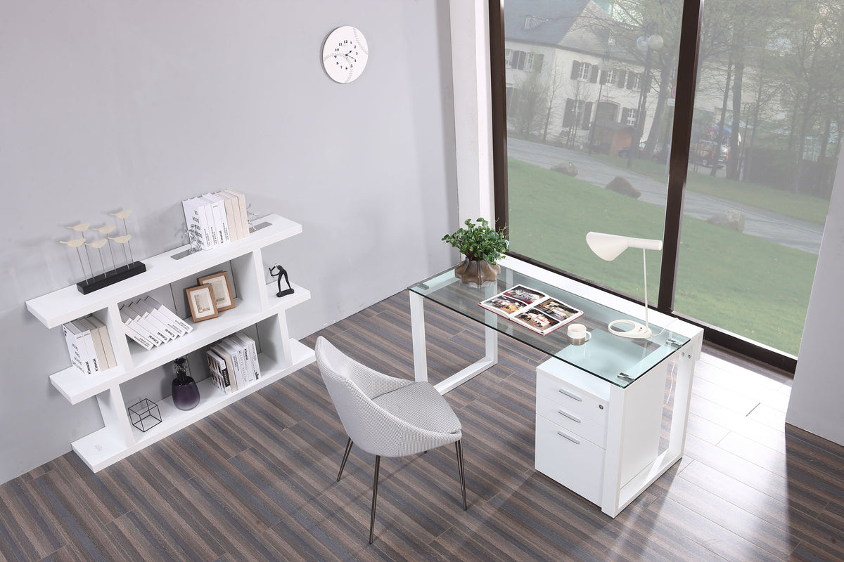 Chicago Glass Top Home Office Desk - MJM Furniture