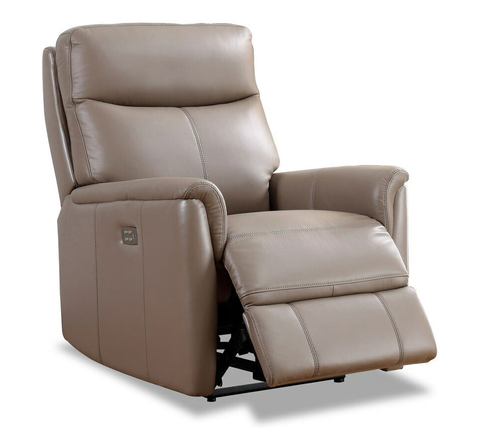 Columbia Taupe Leather Power Reclining Chair - MJM Furniture