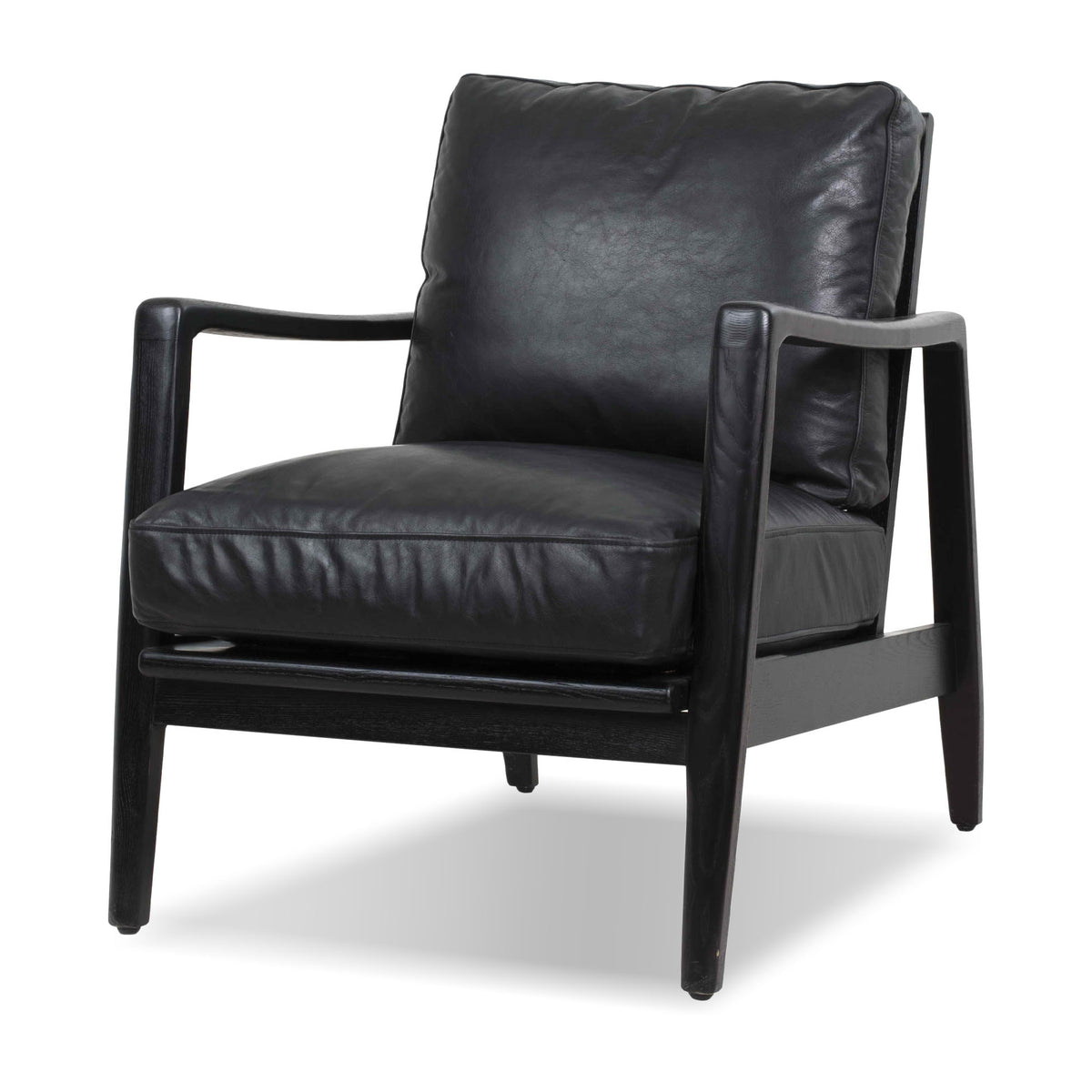 Samuel Black Leather Lounge Chair - MJM Furniture