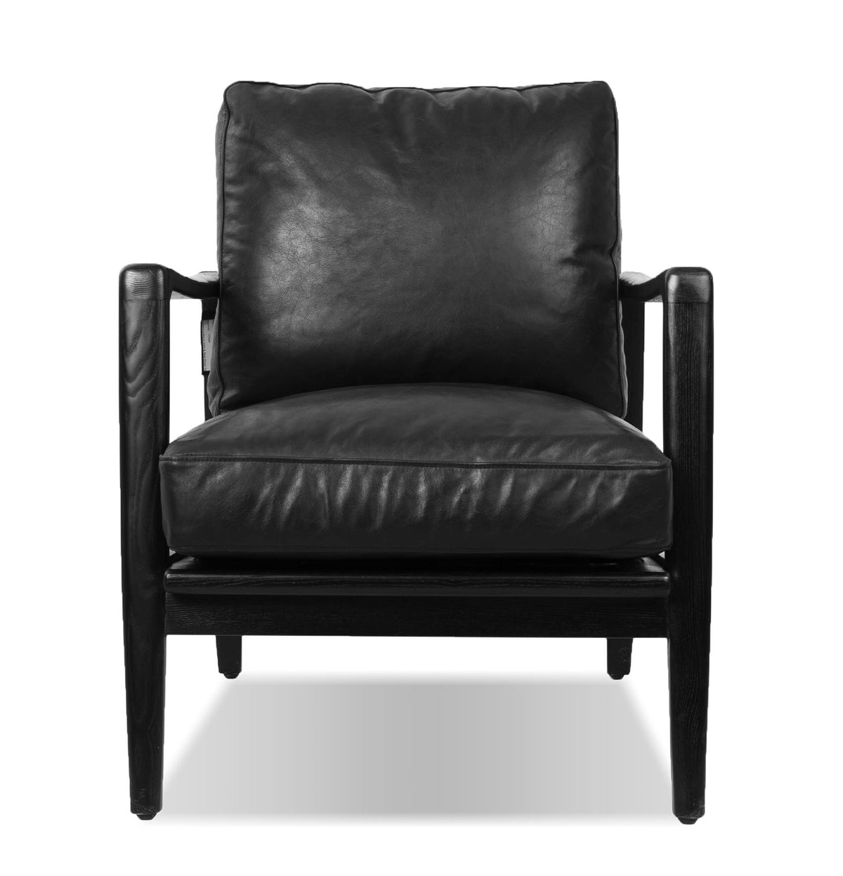 Samuel Black Leather Lounge Chair - MJM Furniture