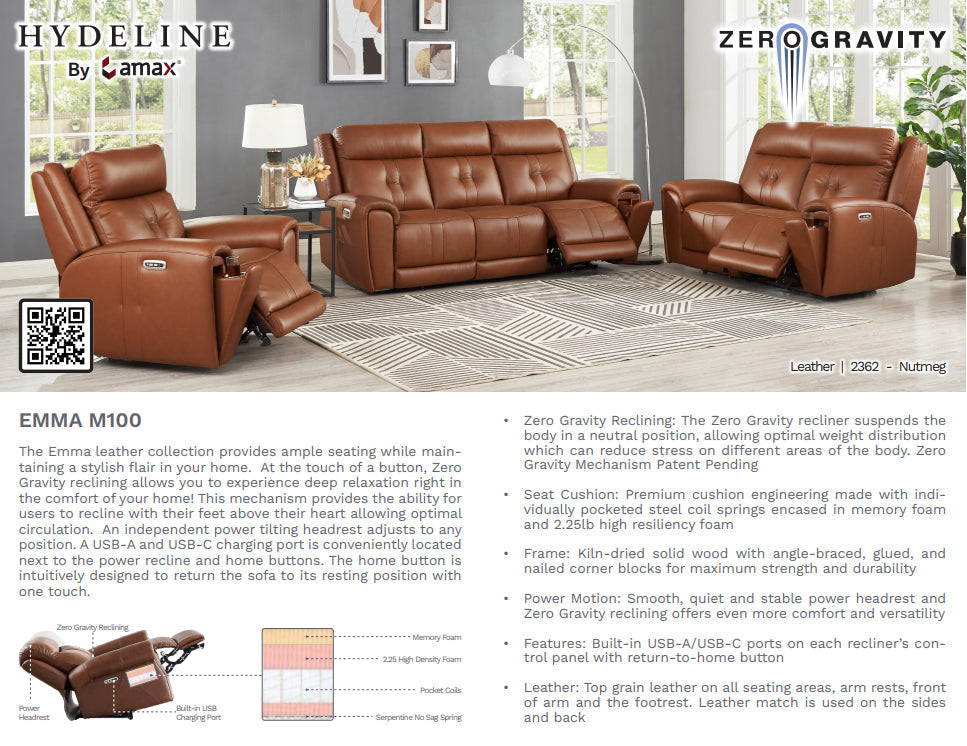 Emma Leather Power Reclining Chair - MJM Furniture