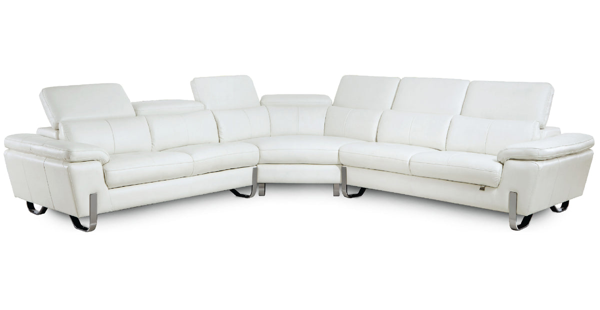 Napa Top Grain White Leather 3 Piece Sectional - MJM Furniture