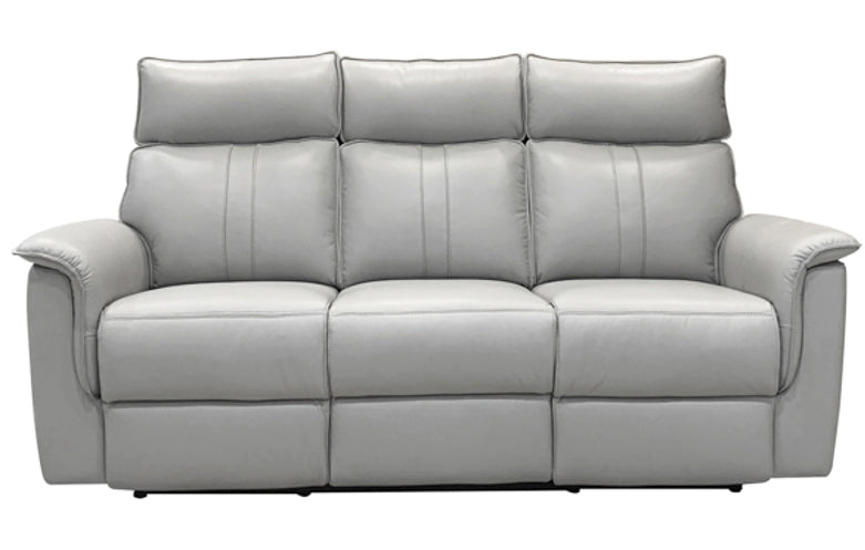 Leo Silver Leather Power Reclining Sofa - MJM Furniture