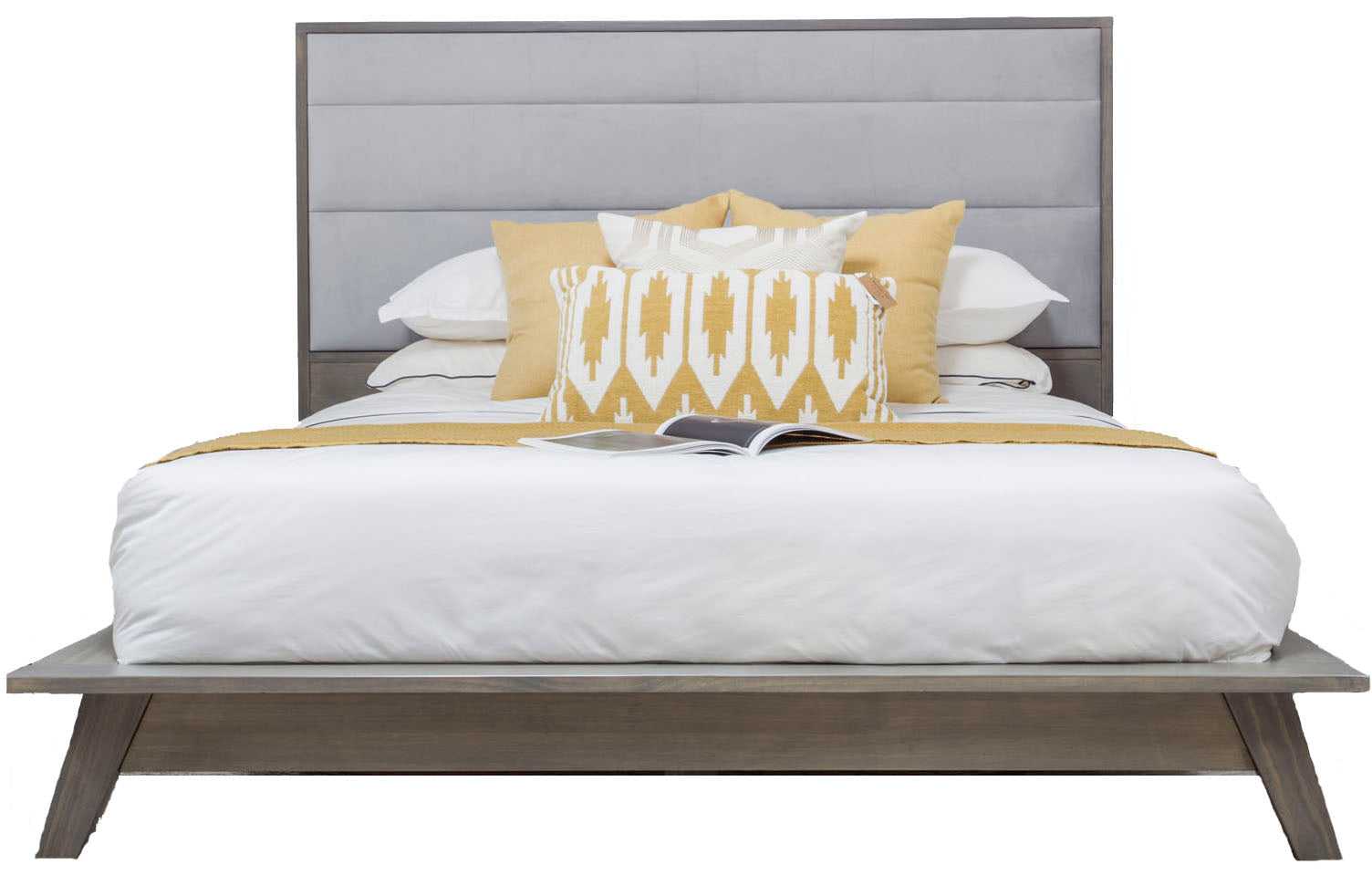 Metro Gray Pine Upholstered Platform Bed - MJM Furniture