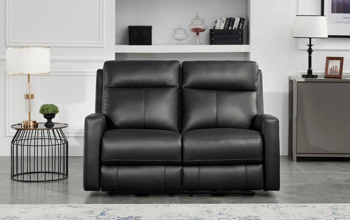 Modena Black Leather Zero Gravity Reclining Loveseat - MJM Furniture