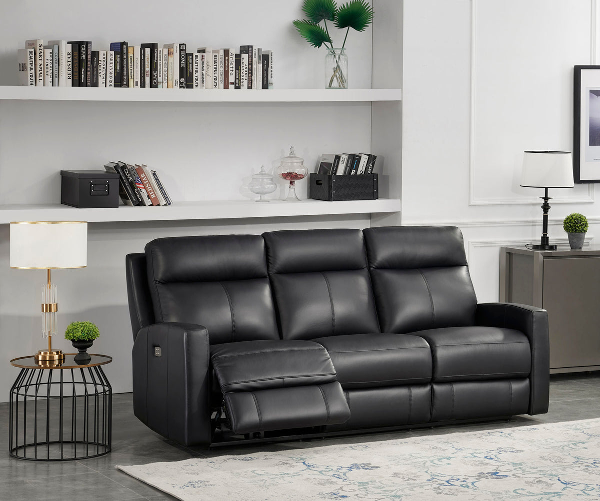 Modena Black Leather Zero Gravity Reclining Sofa - MJM Furniture
