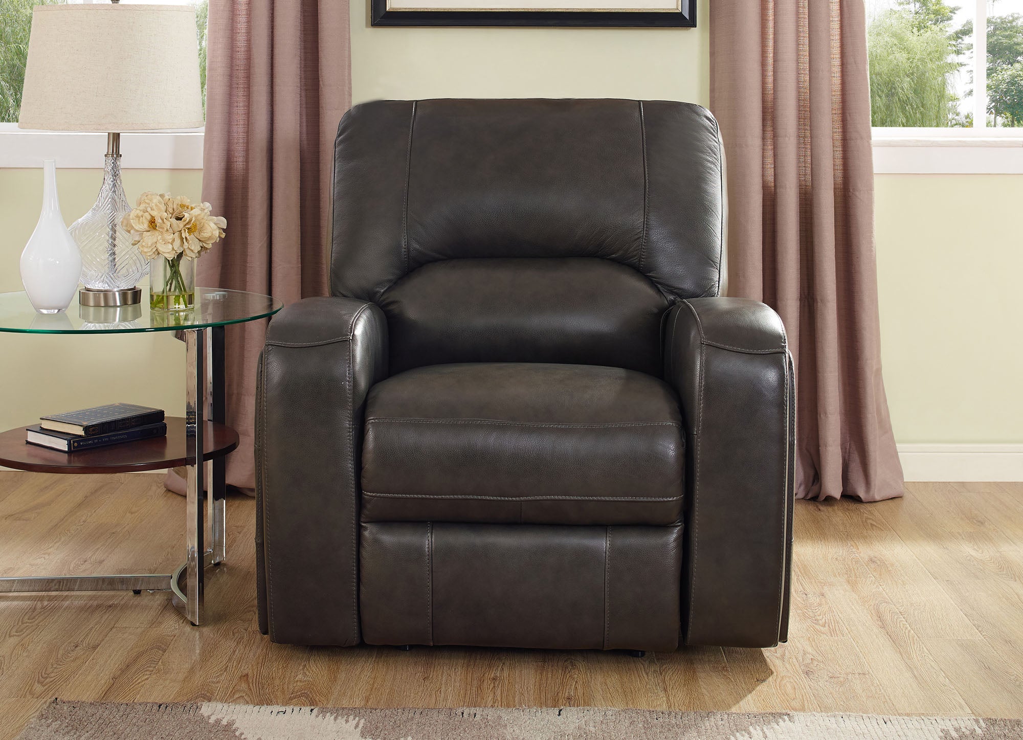 Newcastle Gray Leather Power Reclining Chair - MJM Furniture