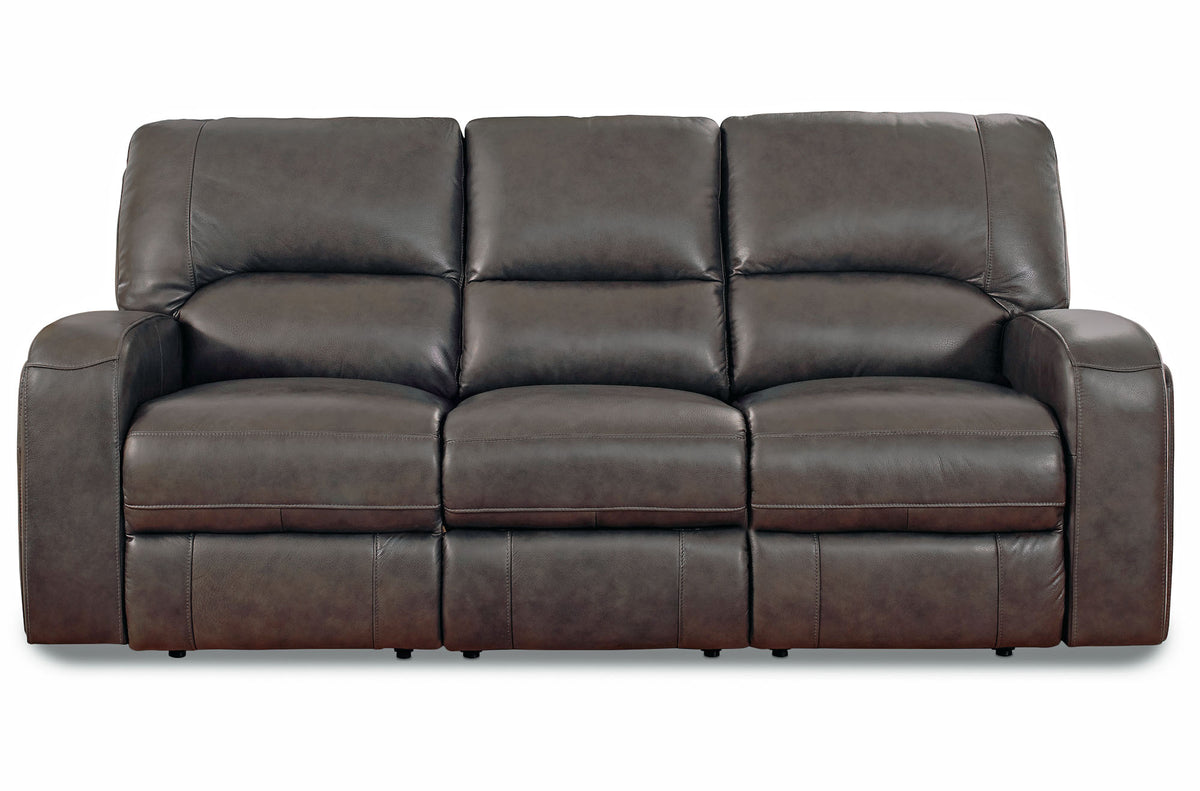 Newcastle Gray Leather Power Reclining Sofa - MJM Furniture