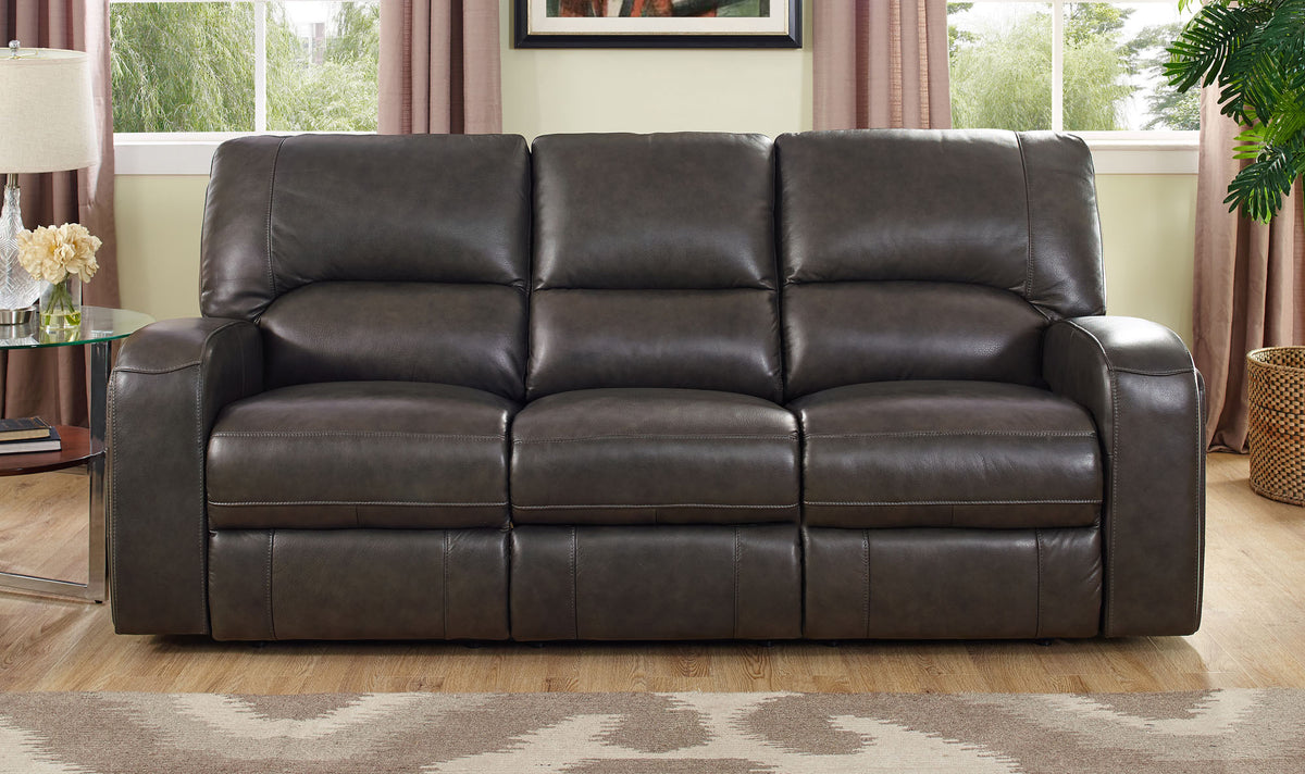 Newcastle Gray Leather Power Reclining Sofa - MJM Furniture