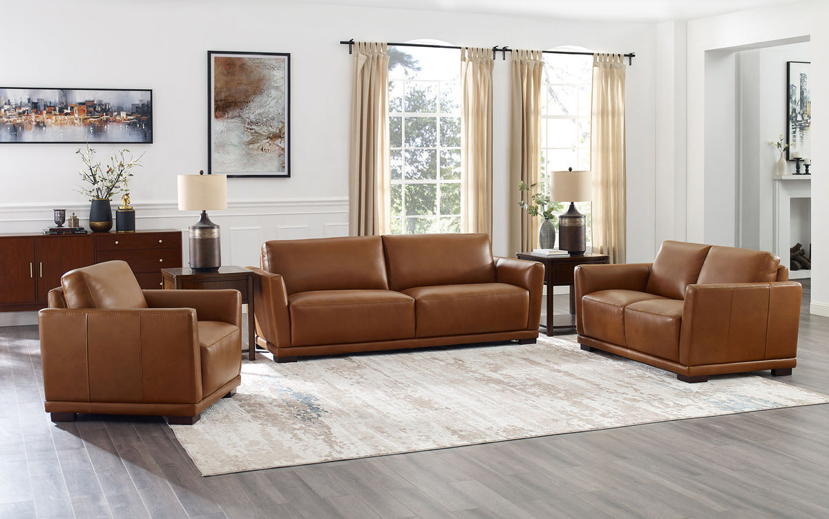 Oslo Whiskey Brown Leather Loveseat - MJM Furniture