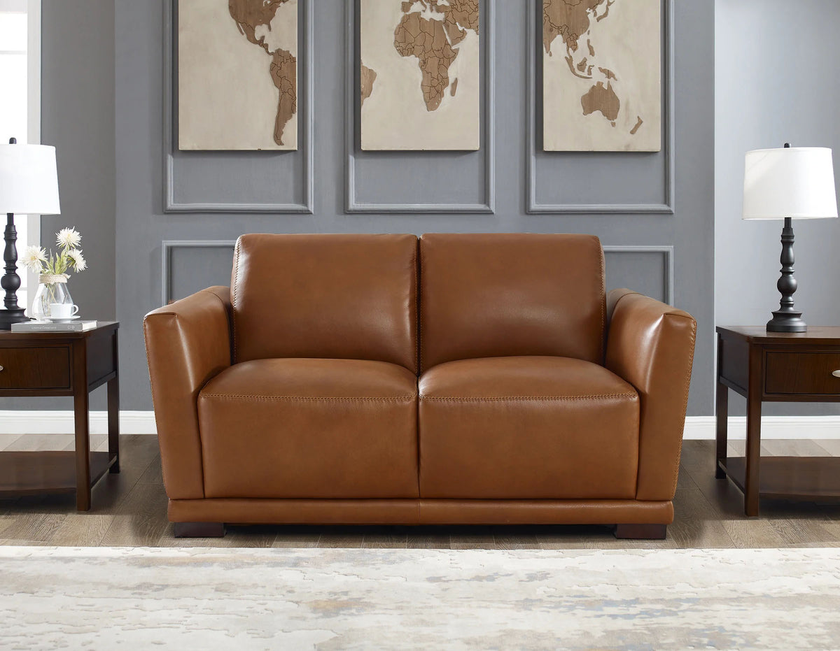 Oslo Whiskey Brown Leather Loveseat - MJM Furniture