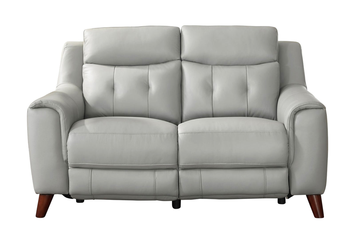 Paramount Silver Leather Zero Gravity Power Reclining Loveseat - MJM Furniture