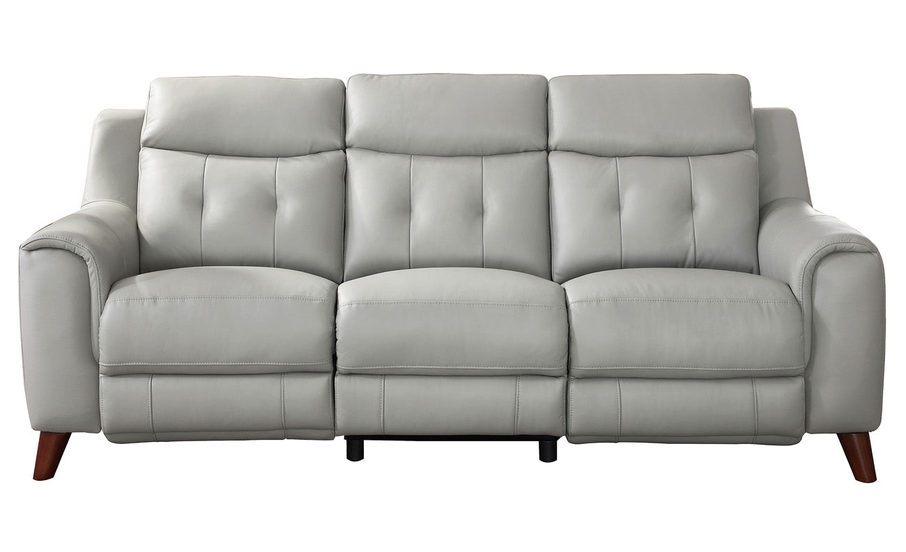 Paramount Silver Leather Zero Gravity Power Reclining Sofa - MJM Furniture