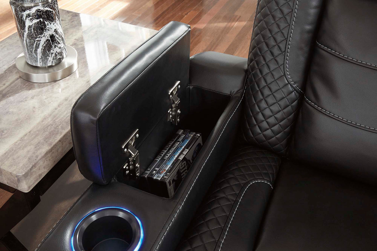 Party Time Midnight Power Reclining Sofa w/Adjustable Headrest - MJM Furniture