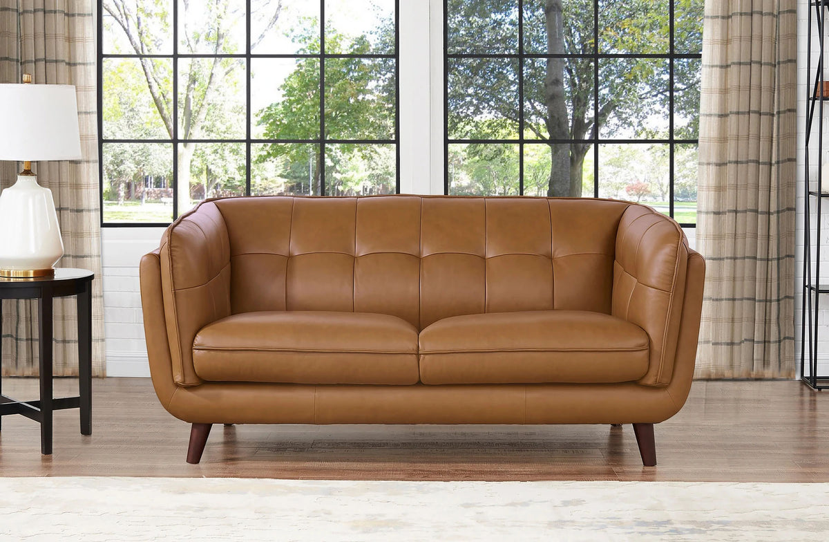 Seymour Cognac Leather Loveseat - MJM Furniture