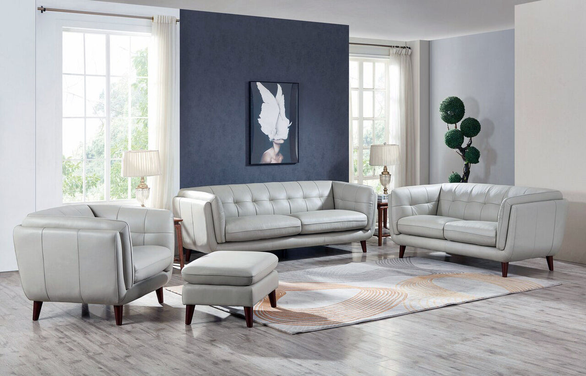 Seymour Silver Leather Sofa - MJM Furniture
