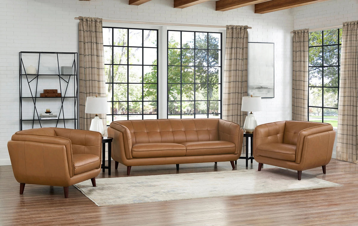 Seymour Cognac Leather Loveseat - MJM Furniture