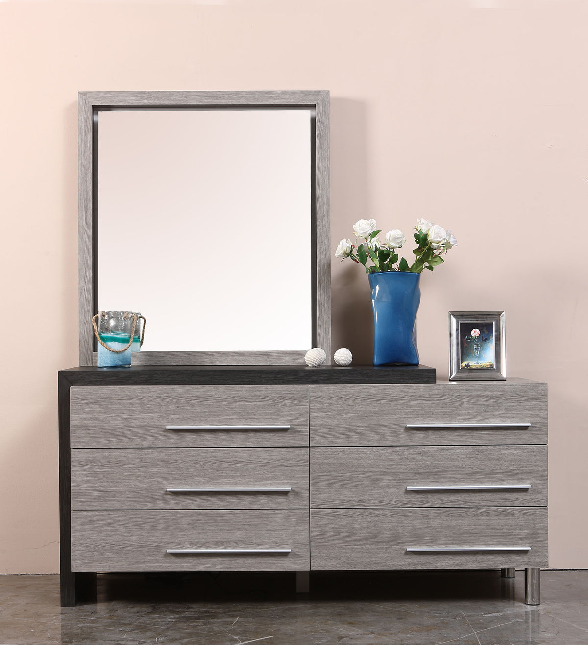 Oceane 6 Drawer Dresser &amp; Mirror - MJM Furniture