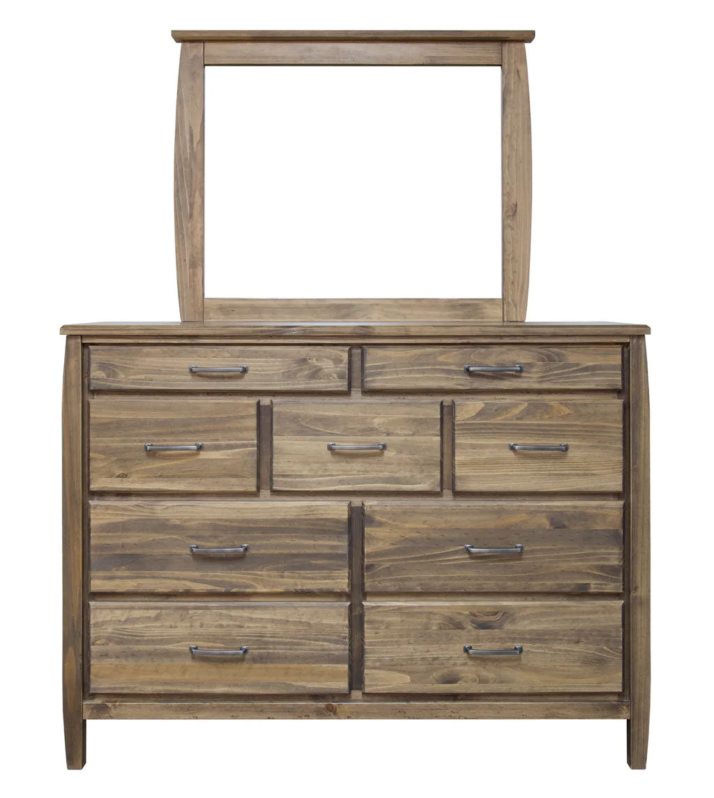 Aspen 9 Drawer Rustic Pine Dresser &amp; Mirror - MJM Furniture