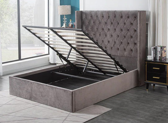 Tracy Gray Hydraulic Lift Storage Bed - MJM Furniture