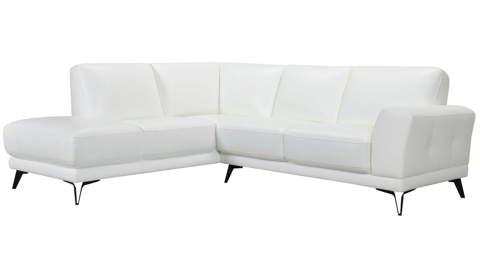 Optical White Leather Sectional - MJM Furniture