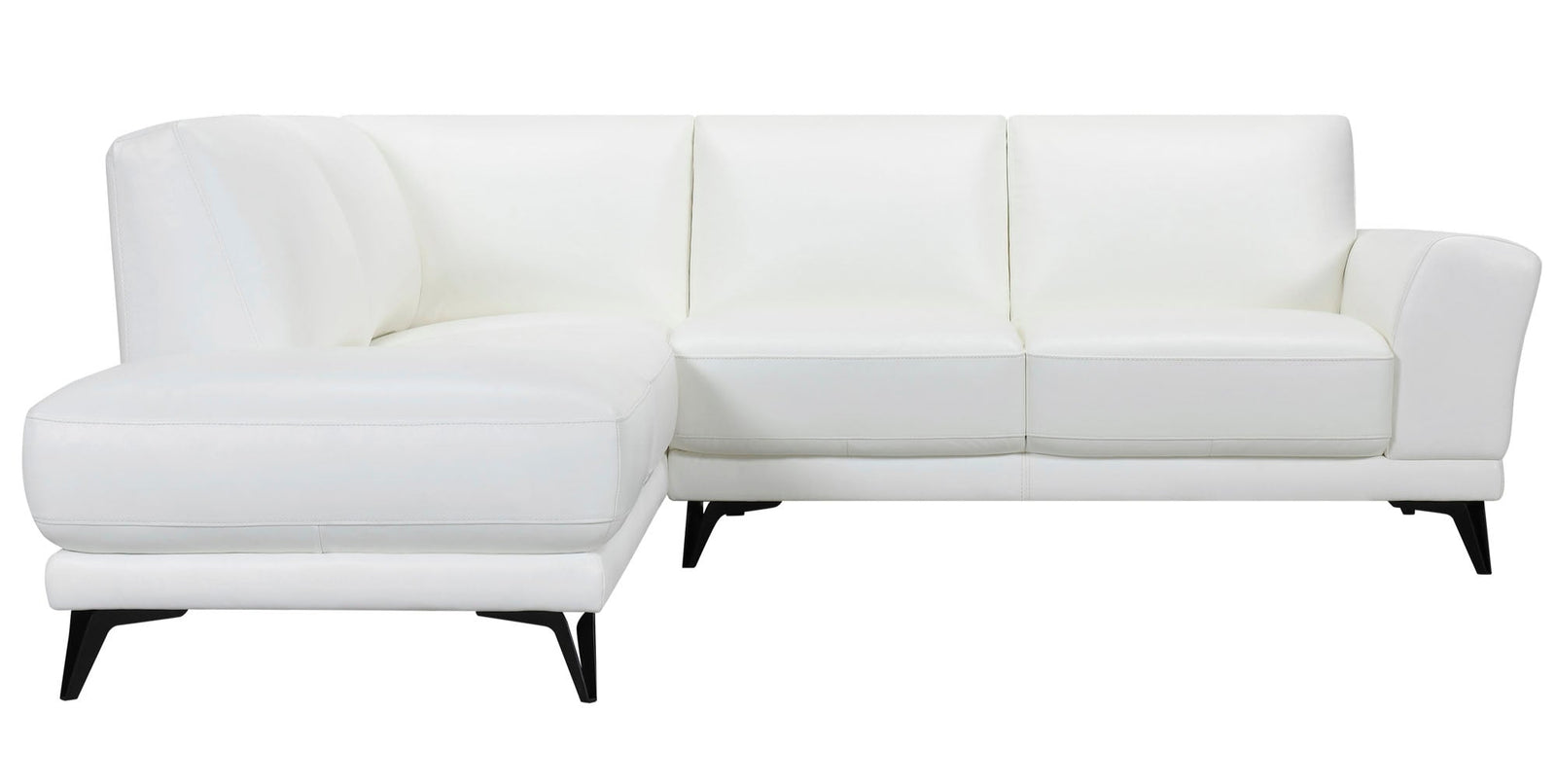 Optical White Leather Sectional - MJM Furniture