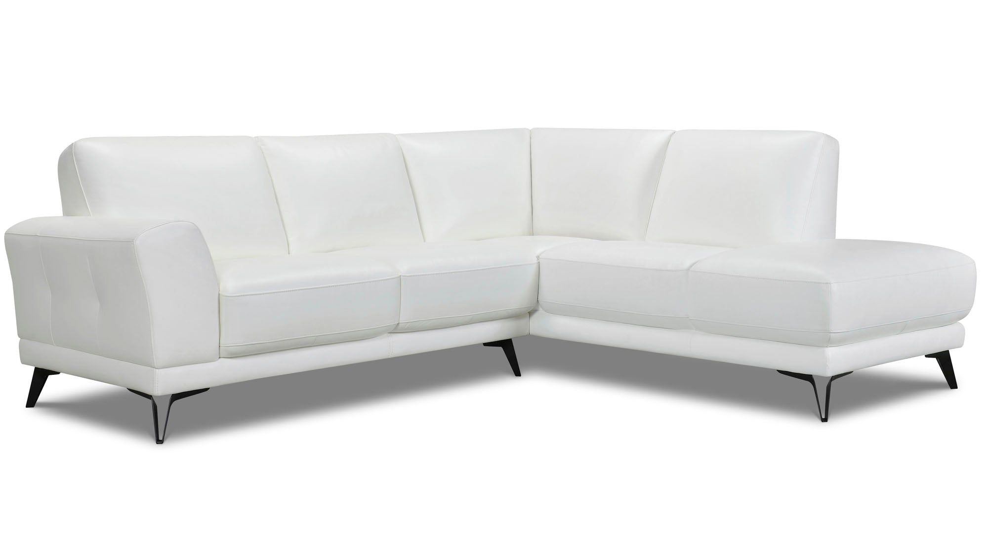 Venice White 2 Piece Leather Sectional