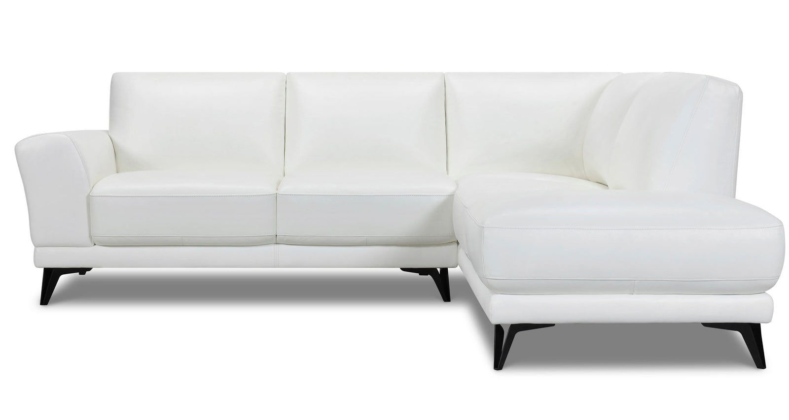 Optical White Leather Sectional - MJM Furniture