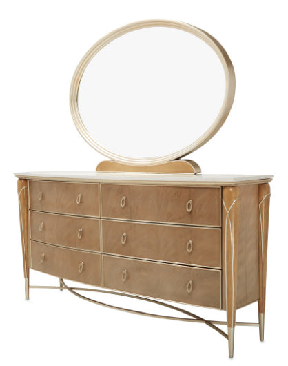 Villa Cherie Caramel 6 Drawer Dresser &amp; Mirror - MJM Furniture