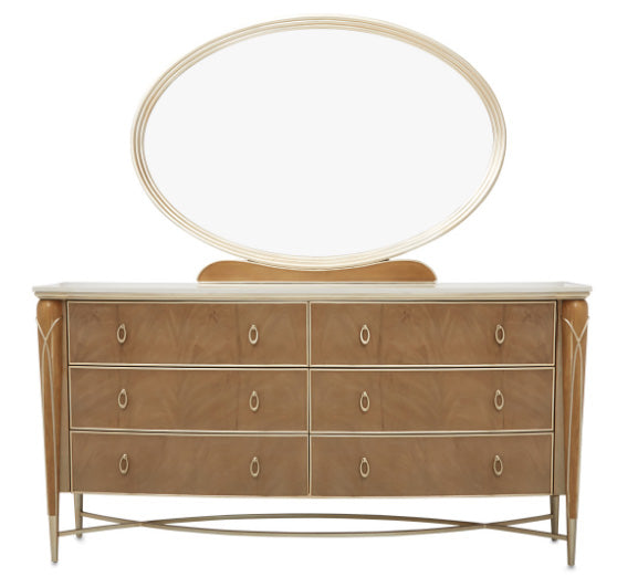 Villa Cherie Caramel 6 Drawer Dresser & Mirror - MJM Furniture
